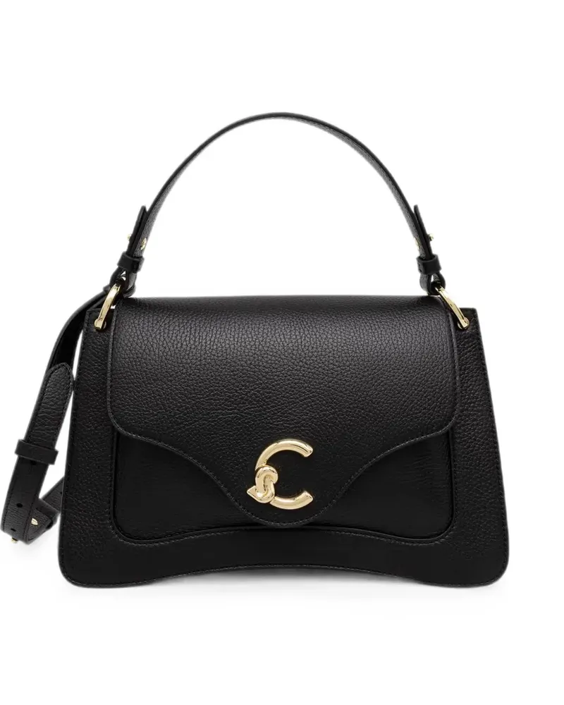 Coccinelle C-Me logo-plaque pebbled-leather shoulder bag - Schwarz Schwarz