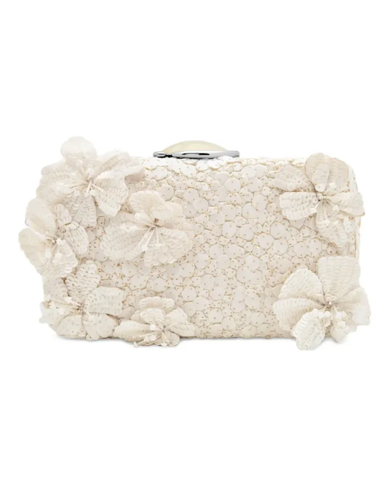 Oscar de la Renta Clutch mit Cherry Blossom-Stickerei - Weiß Weiß