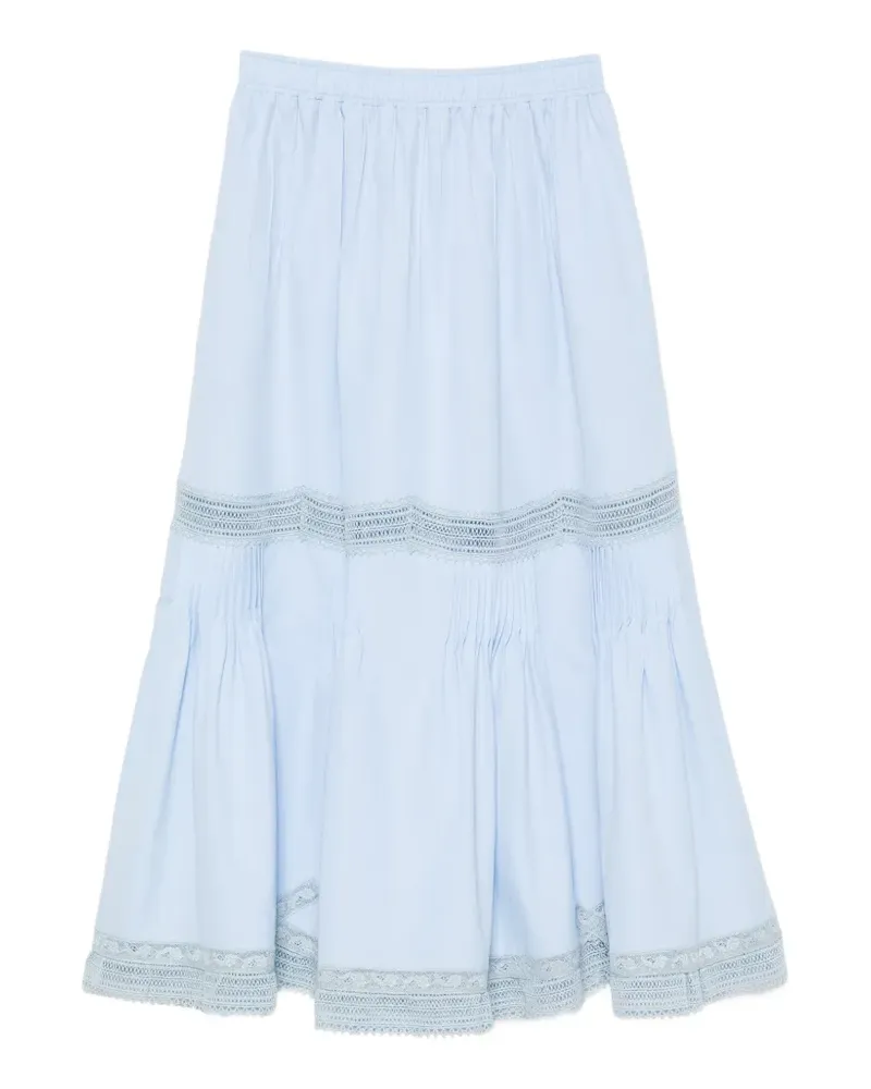 Ermanno Scervino lace-trim pleated midi skirt - Blau Blau