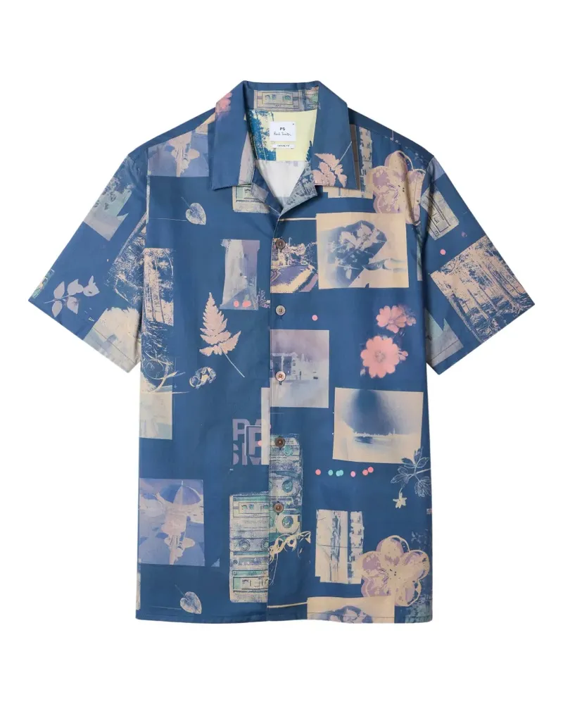 Paul Smith Hemd mit Scrapbook-Print - Blau Blau