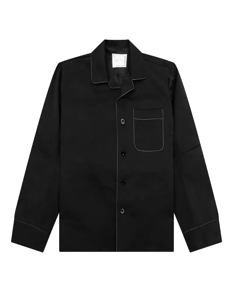 Sacai Hemdjacke mit Kontrastbesatz - Schwarz Schwarz