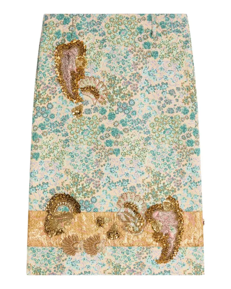 Dries van Noten Rock mit Blumenstickerei - Nude Nude