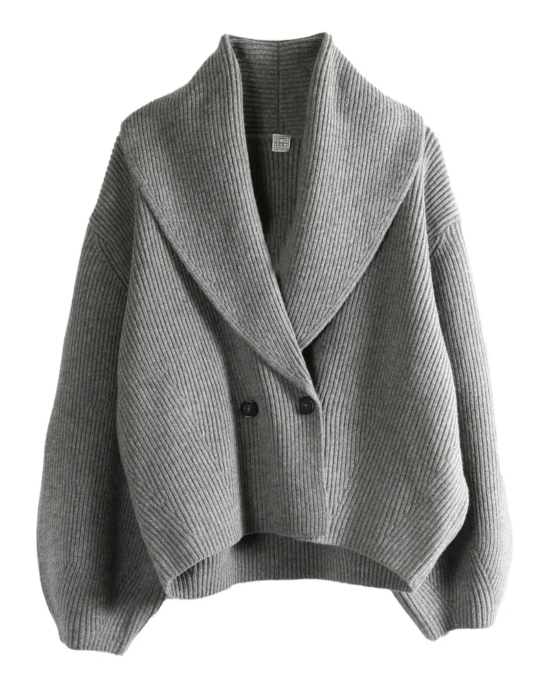 Totême Doppelreihiger Cardigan mit Schalkragen - Grau Grau