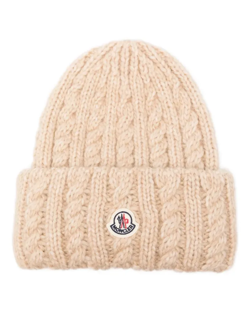 Moncler Beanie mit Zopfmuster - Nude Nude