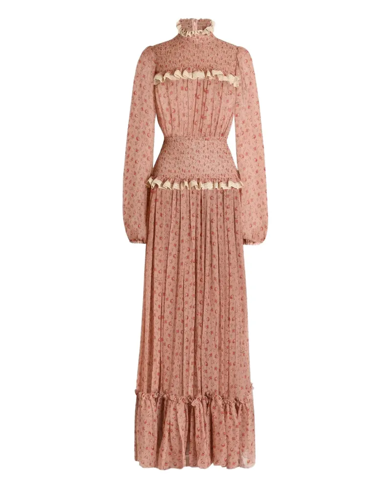 Dolce & Gabbana Geblümtes Maxikleid mit Volants - Rosa Rosa