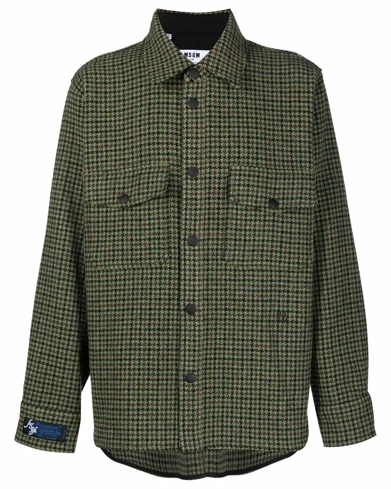 MSGM Hemd mit Fischgrätenmuster - Grün Grün