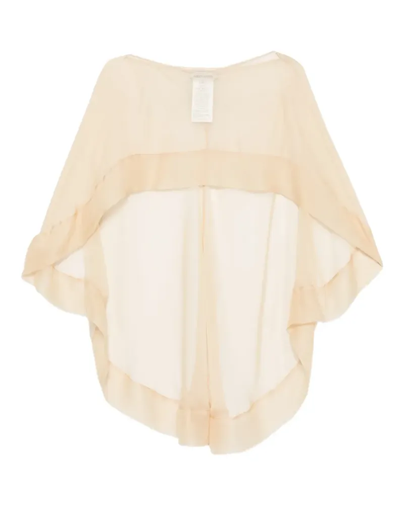 Alberta Ferretti sheer silk cape - Nude Nude
