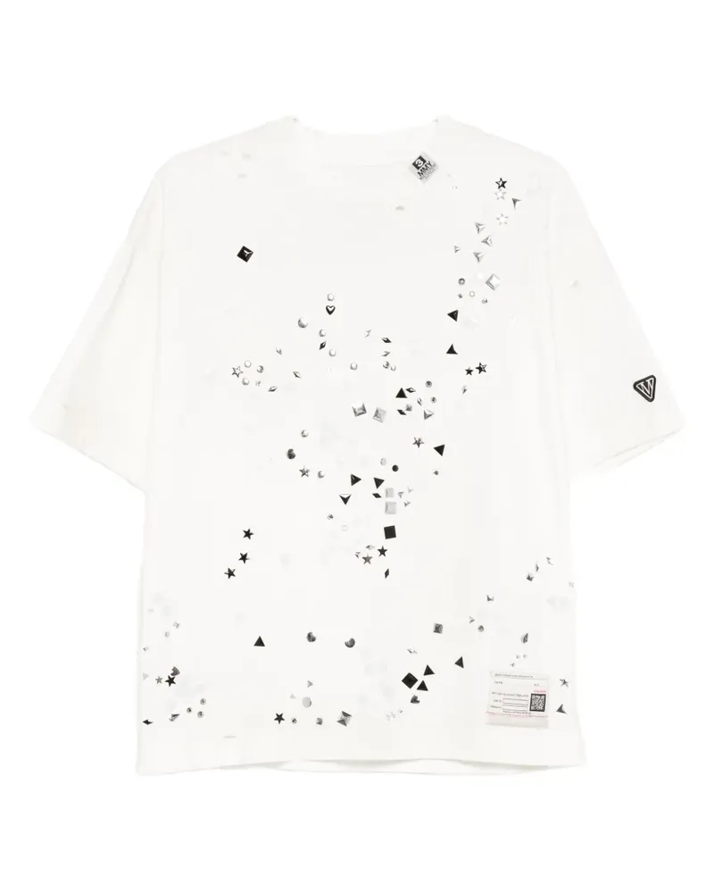 MIHARAYASUHIRO Verziertes Distressed-T-Shirt - Weiß Weiß