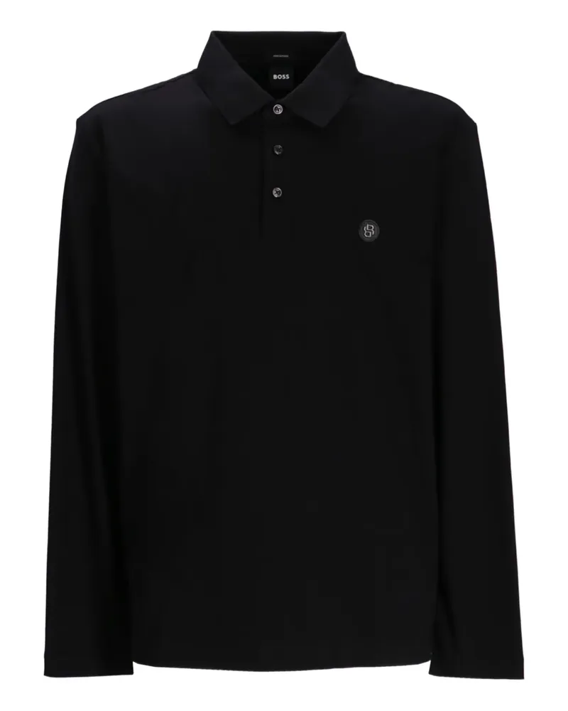 HUGO BOSS Langärmeliges Poloshirt - Schwarz Schwarz