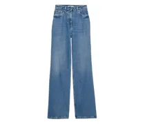 Five-Pocket-Jeans mit Logo-Schild - Blau