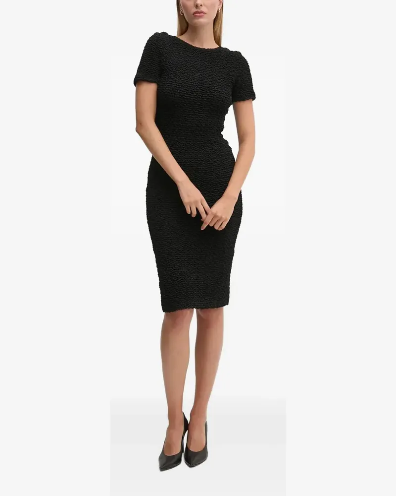 DKNY textured short-sleeve mini dress - Schwarz Schwarz