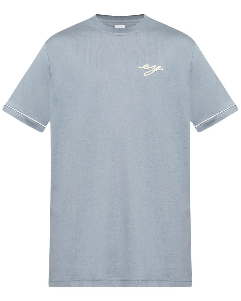 Eleventy T-Shirt mit Logo-Stickerei - Blau Blau