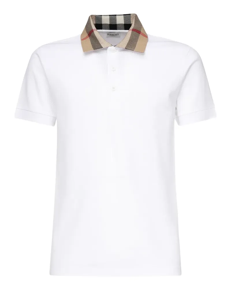 Burberry Poloshirt mit kariertem Kragen - Weiß Weiß