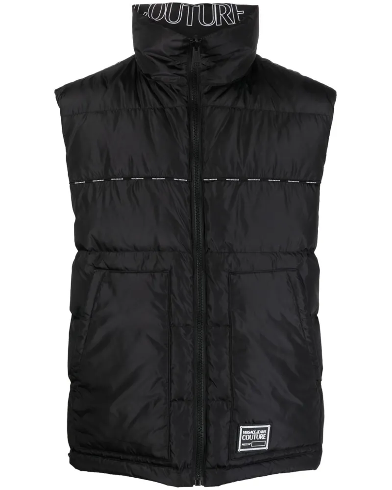 Versace Jeans Wendbare Steppweste mit Logo-Print - Schwarz Schwarz