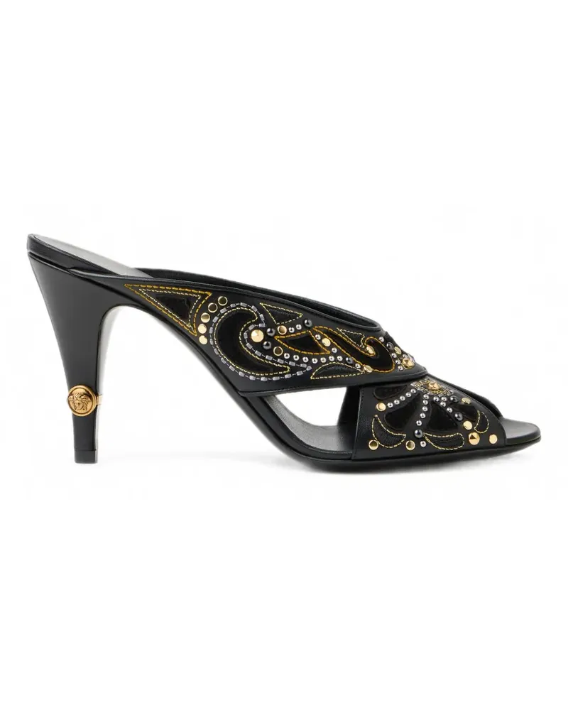 Versace Gianni Mules mit Stickerei 90mm - Schwarz Schwarz