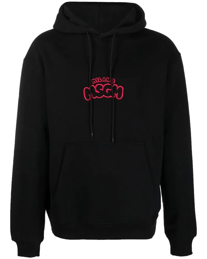 MSGM Hoodie mit Logo-Stickerei - Schwarz Schwarz