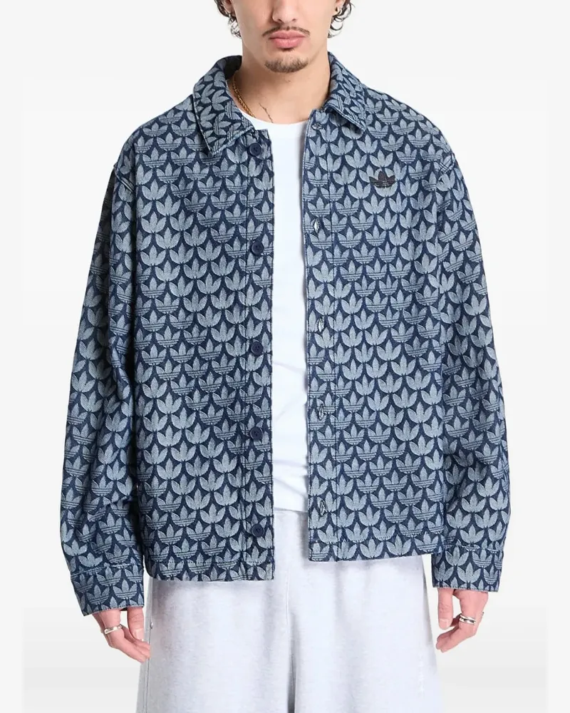adidas Geknöpftes Jeanshemd mit Monogramm - Blau Blau