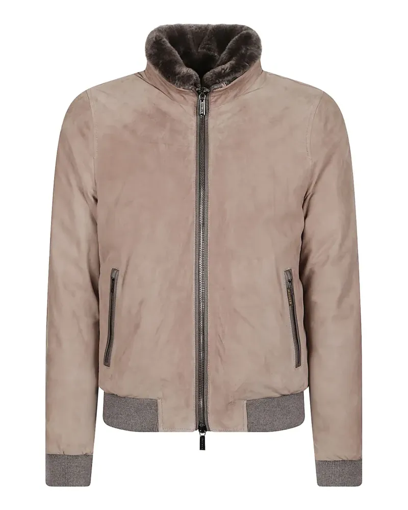 MOORER Kaschmirjacke mit Shearling-Besatz - Nude Nude