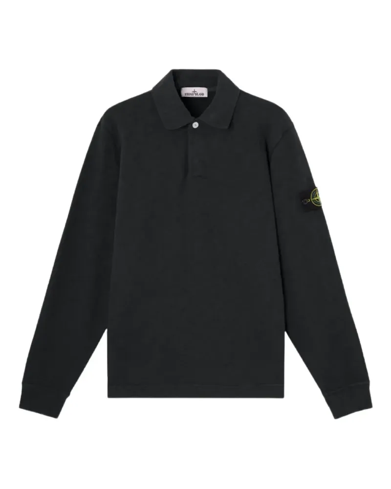 Stone Island Polokragen-Pullover mit Logo-Patch - Schwarz Schwarz