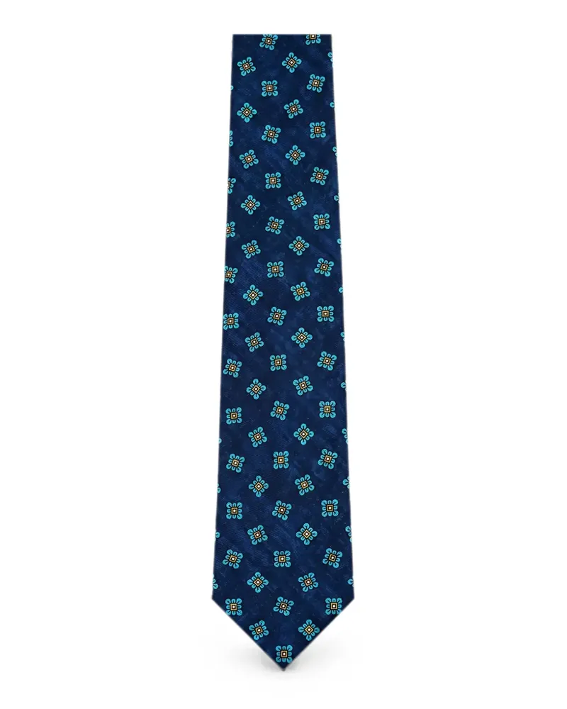 Kiton Krawatte aus Seide mit Blumenprint - Blau Blau