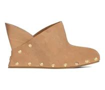 Wedge-Clogs aus Holz und Wildleder - Nude