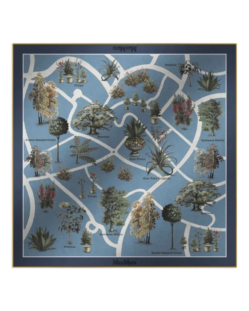 Max Mara Schal mit botanischem Print - Blau Blau
