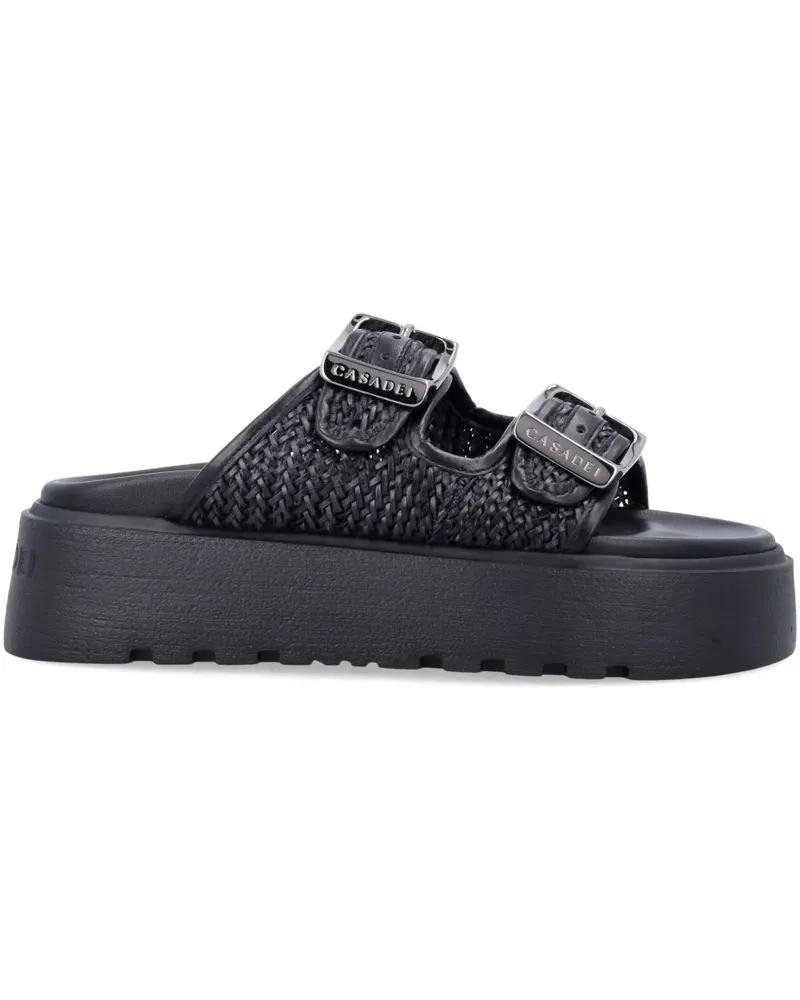 Casadei Karierte Birkly Plateau-Sandalen - Schwarz Schwarz