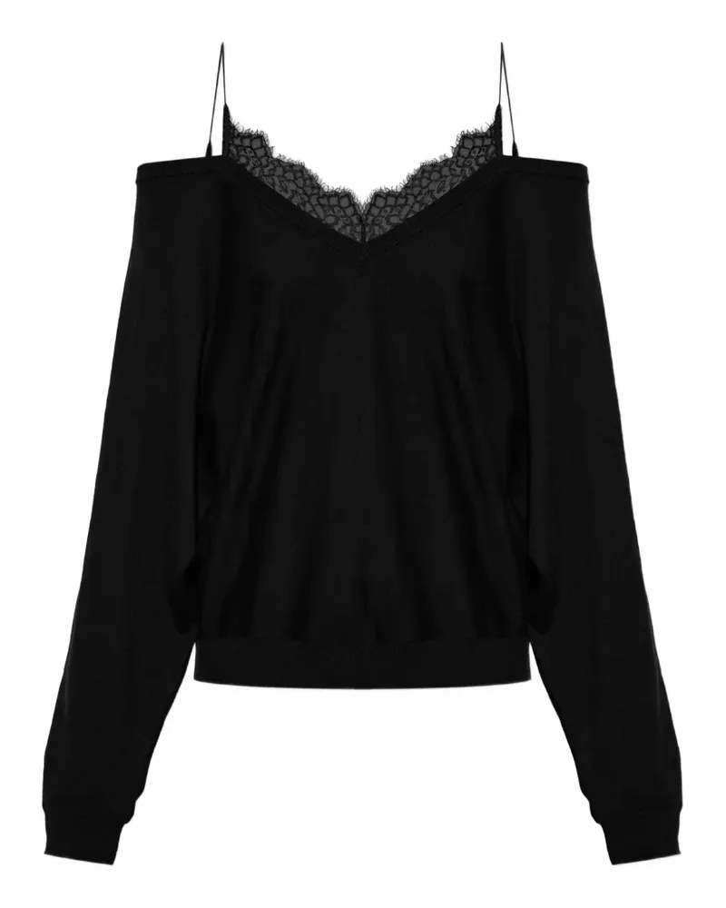 IRO Ivoire lace-trim cold-shoulder sweater - Schwarz Schwarz