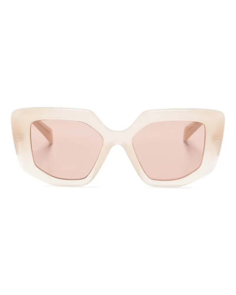 Prada Sonnenbrille mit geometrischem Gestell - Nude Nude