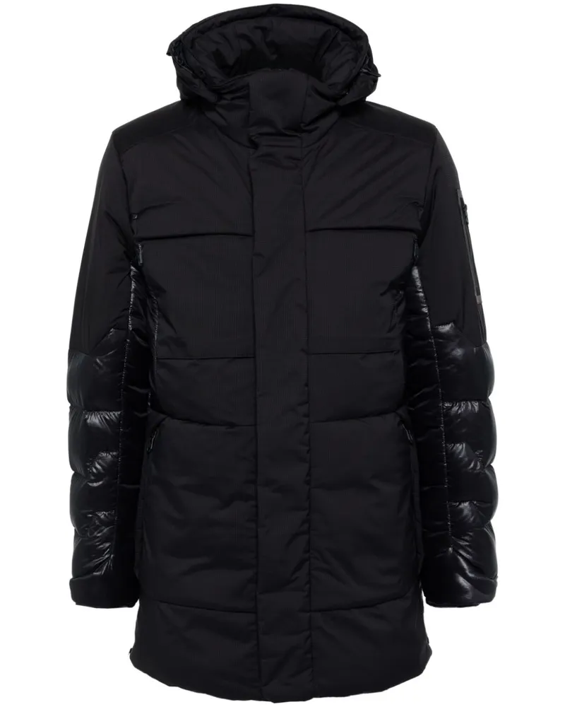 HUGO BOSS Gefütterter Mantel mit Logo-Patch - Schwarz Schwarz