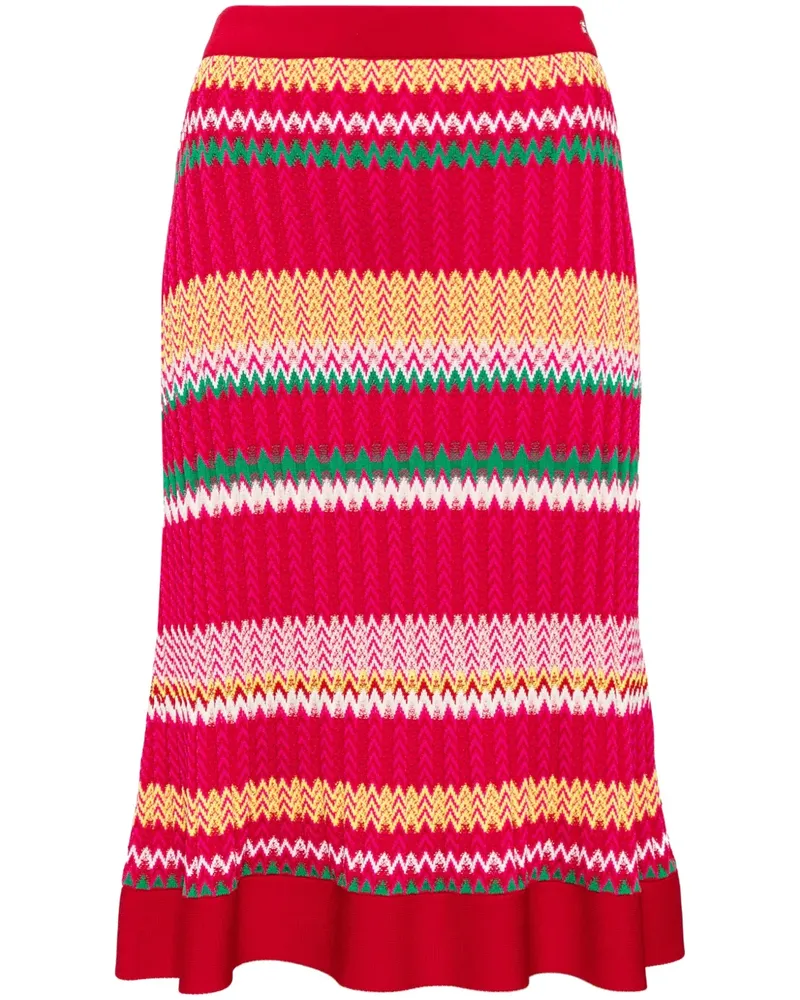 Carolina Herrera New York Gestreifter Midirock - Rosa Rosa