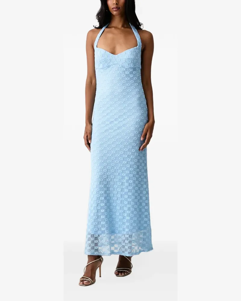 Bardot Mariko floral-lace halterneck maxi dress - Blau Blau