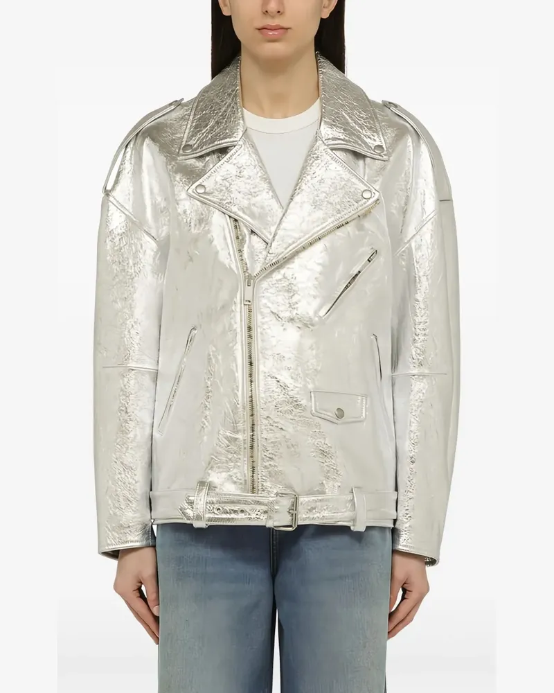 HALFBOY Bikerjacke aus Leder - Silber Silber