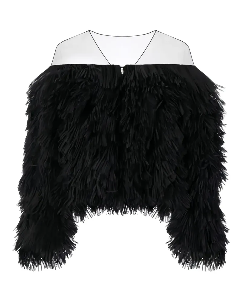 Elisabetta Franchi frayed-effect jacket - Schwarz Schwarz