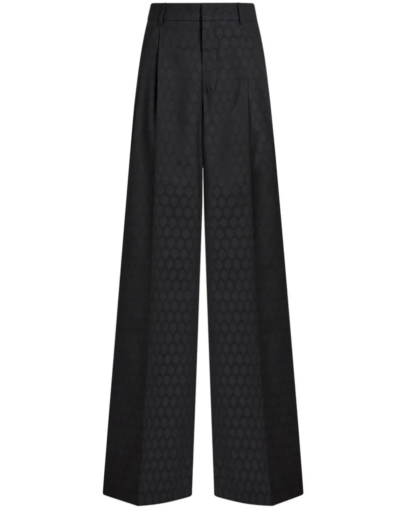 Etro Wollhose mit Jacquardmuster - Schwarz Schwarz