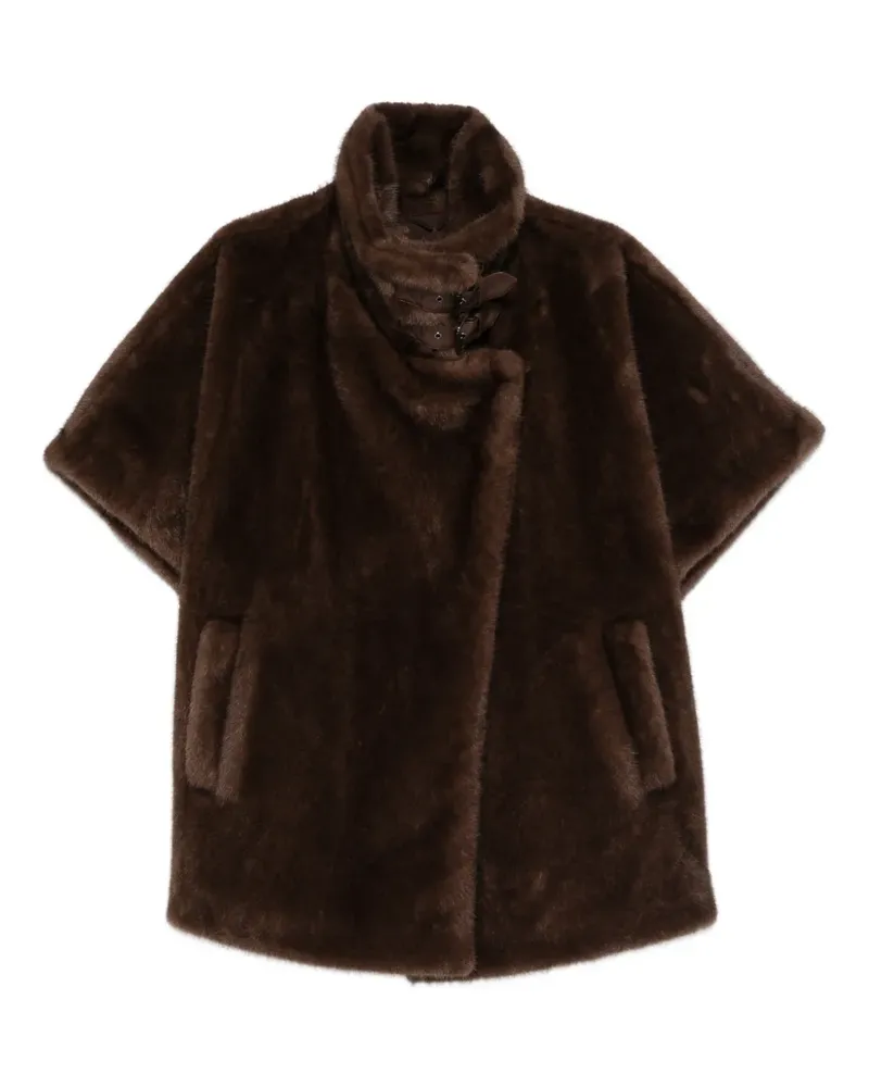 Marina Rinaldi Zenit buttoned funnel-neck coat - Braun Braun