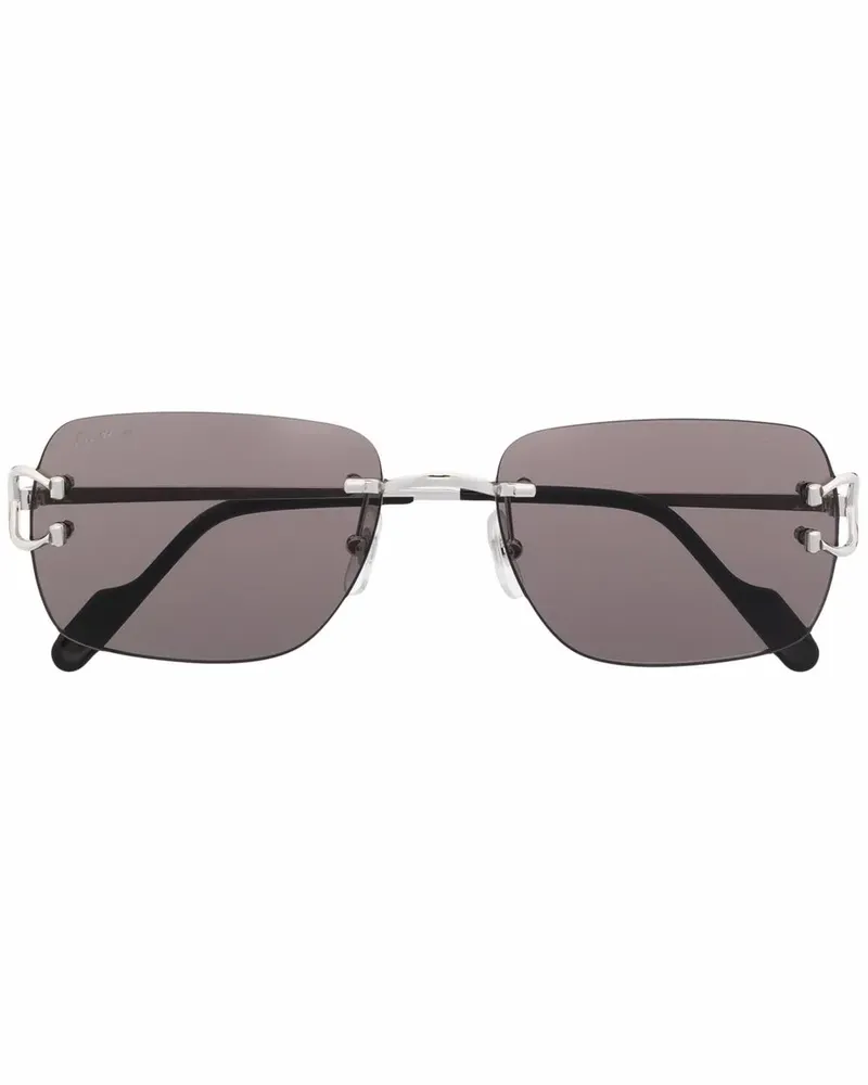 Cartier Sonnenbrille mit eckigem Gestell - Silber Silber