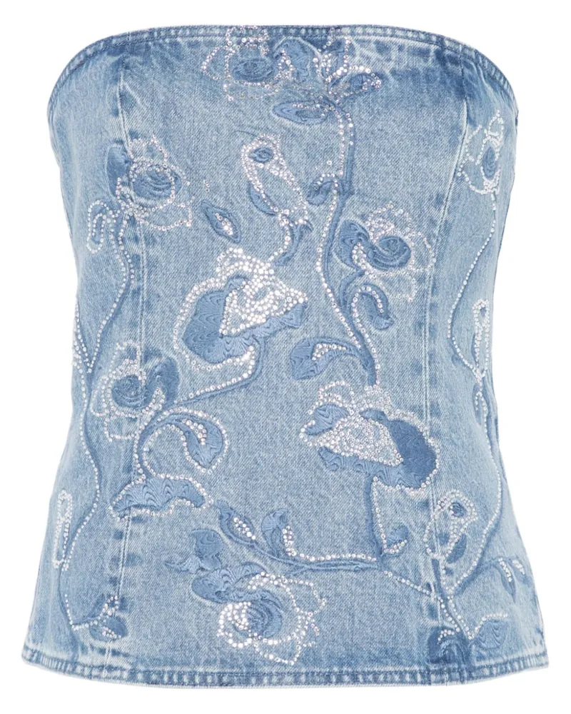 ROTATE Birger Christensen Oberteil mit Strass - Blau Blau