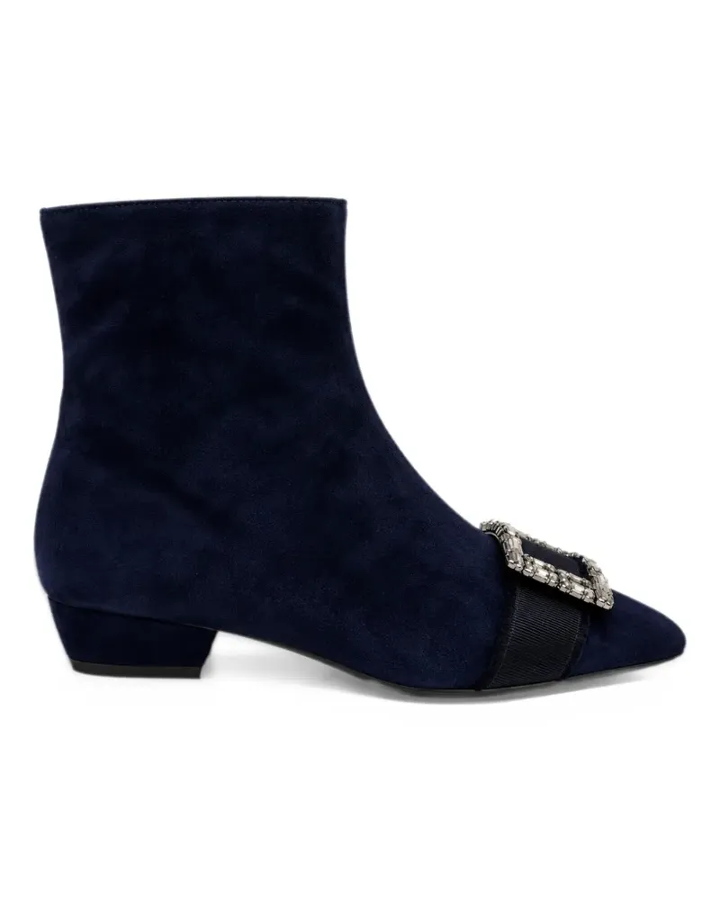 FESTA Milano crystal-embellished suede ankle boots - Blau Blau