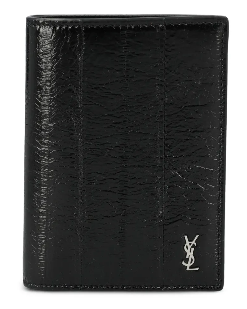 Saint Laurent logo-plaque leather wallet - Schwarz Schwarz