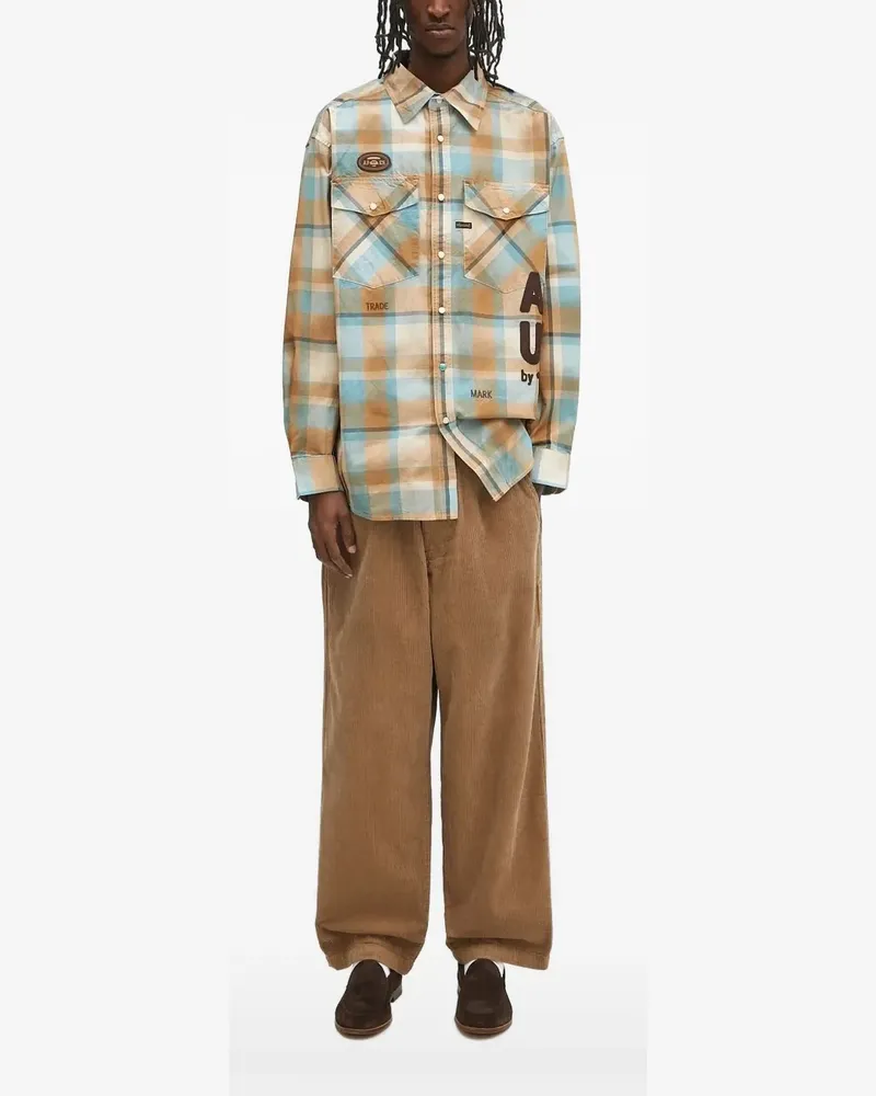 BAPE Kariertes Hemd mit Logo - Nude Nude