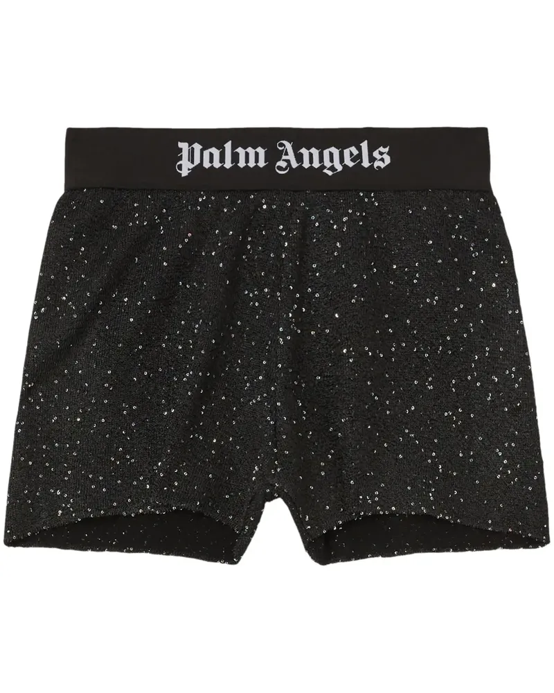 Palm Angels Gestreifte Shorts mit Logo-Bund - Schwarz Schwarz