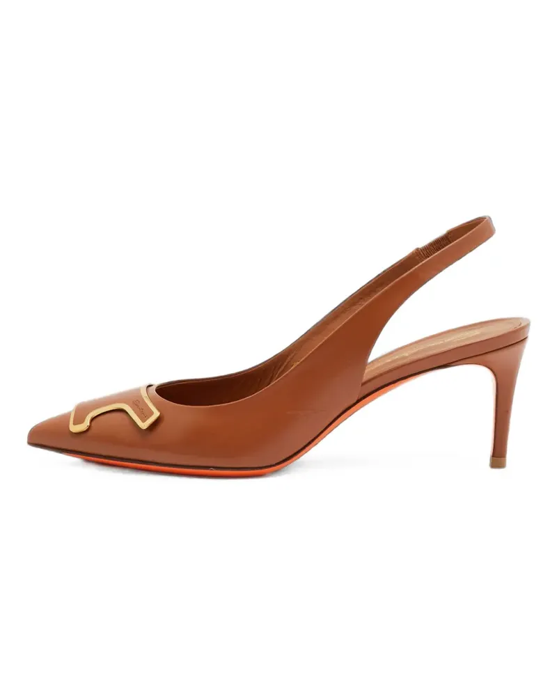 Santoni Spitze Slingback-Pumps - Braun Braun
