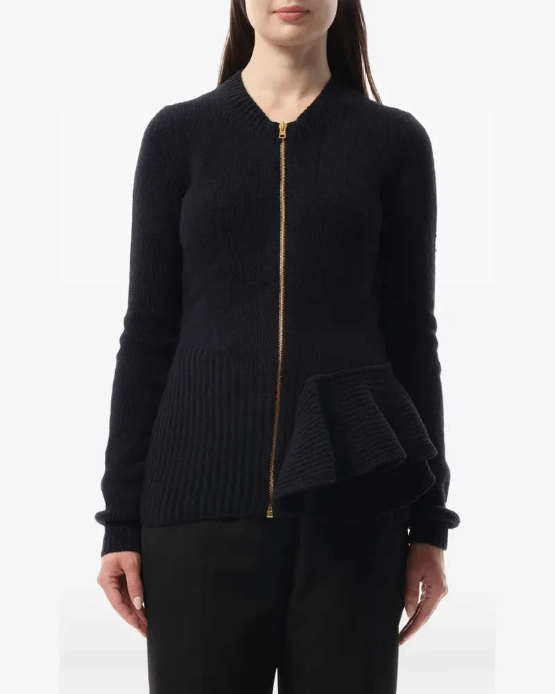 Lanvin ruffled-trim zip-up cardigan - Blau Blau