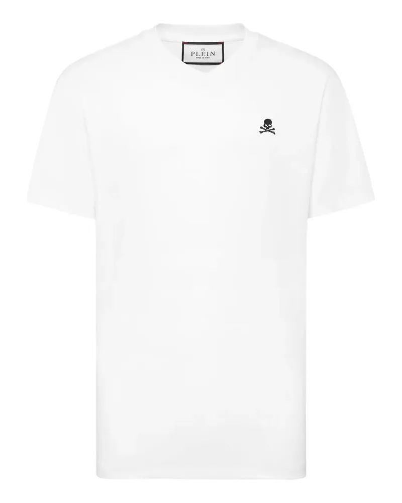 Philipp Plein T-Shirt mit Totenkopf-Stickerei - Weiß Weiß