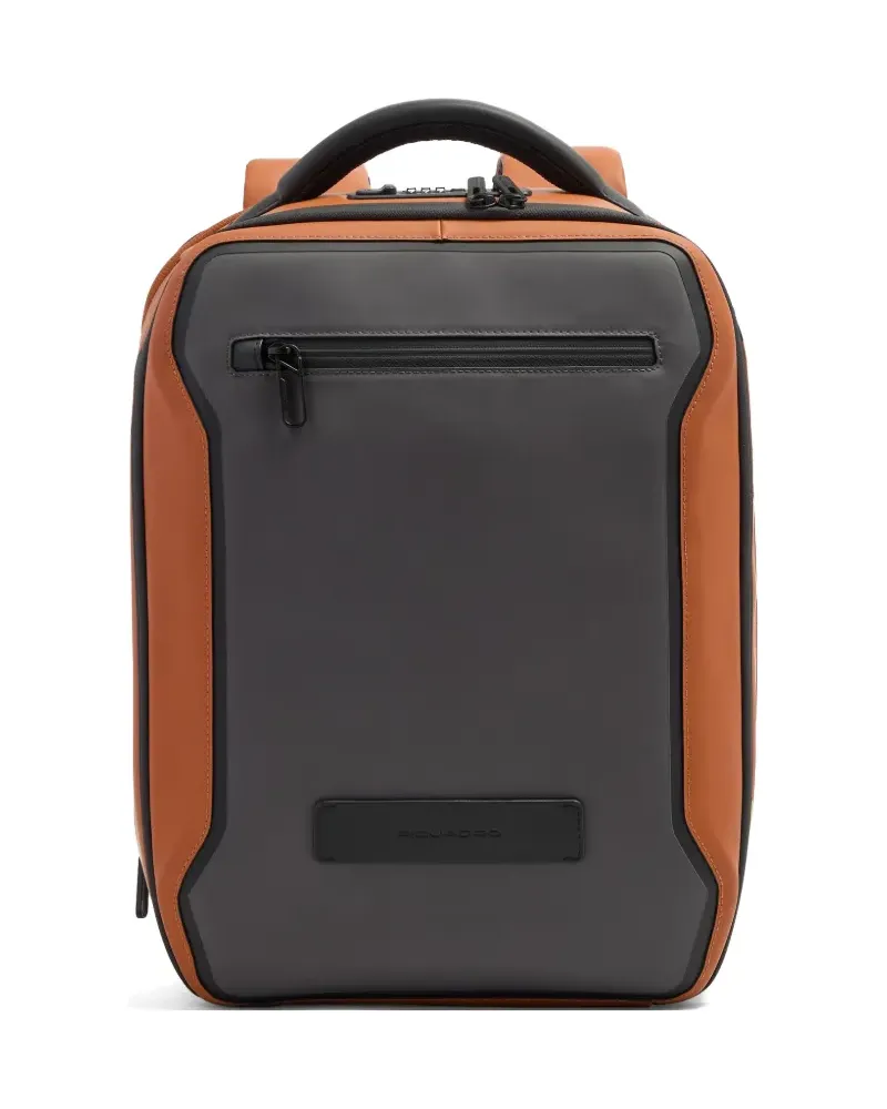Piquadro Rucksack mit Logo-Schild - Orange Orange