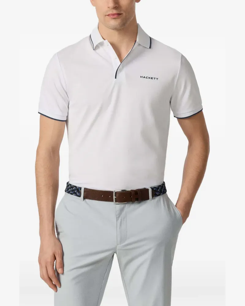 Hackett Poloshirt mit Kontrasträndern - Weiß Weiß