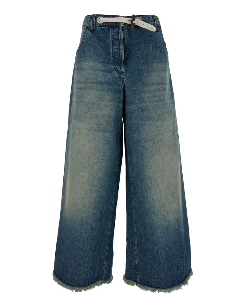 Moncler Weite Jeans mit ausgefranstem Saum - Blau Blau