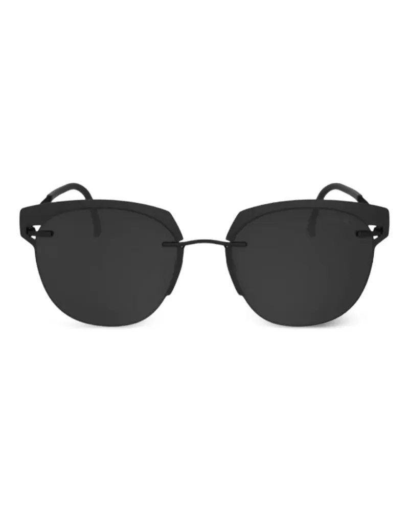 Silhouette Sonnenbrille mit ovalem Gestell - Schwarz Schwarz