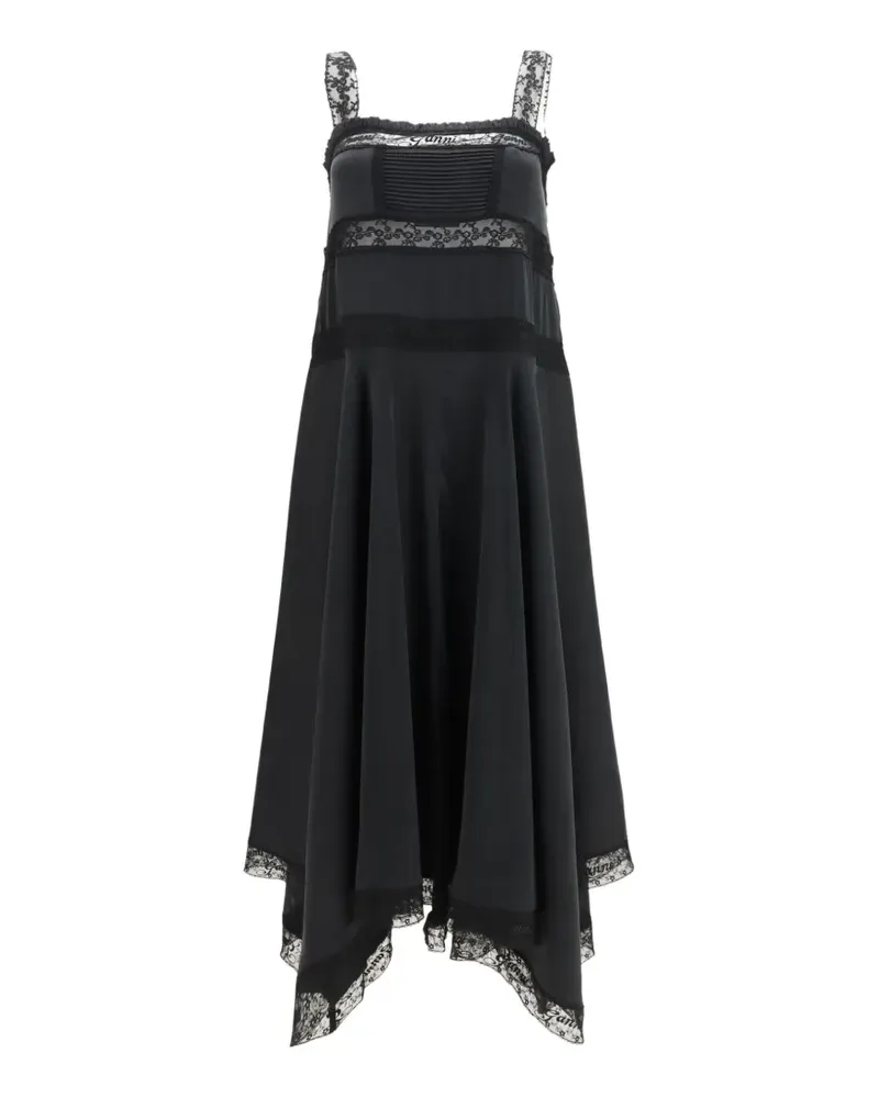 Ganni lace-trim maxi dress - Schwarz Schwarz